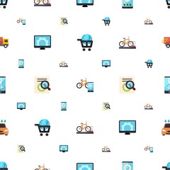 service icons pattern seamless. Included editable flat eLearning, Smart bike, app development, Computer repair, SEO optimization, bicycle parking icons. service icons for web and mobile.
