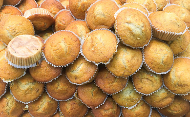 Freshly baked bread from whole wheat and grains in a supermarket.