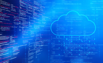 Fototapeta na wymiar 2d illustration of Cloud computing, Cloud Computing Concept, Cloud computing technology internet concept background