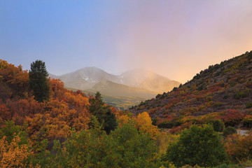 Mt. Sopris Autumn Rain Squall during the height of Autumn color