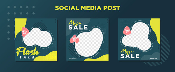 Set of social media post template for special offer. Digital banner, Poster, digital layout. Vector illustration. Fashion post, food post, cullinary post and insta post.