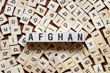 Afghan word concept on cubes