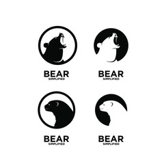 Collection of logo bear with circle and isolated white background
