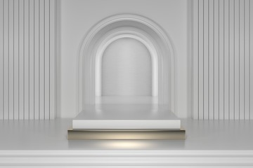 3d render, abstract geometric background, cylinder podium, minimalistic primitive shapes, modern mock up, blank template, empty showcase, shop display