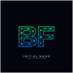 Letter BF abstract line art logo template.