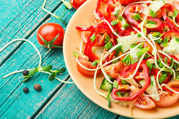 Vegetable salad with sprouts