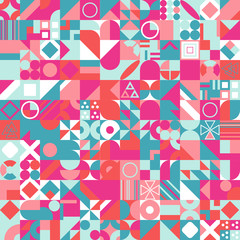 Geometric pattern with different colorful figures. Vector EPS 10 background for poster, banner, wallpaper, flyer, brochure