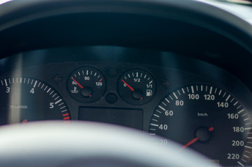 speedometer on black background