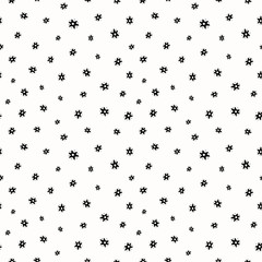 Fototapeta na wymiar Star pattern background. Cute black and white vector seamless repeat design.
