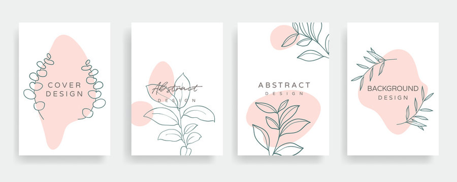 Floral line arts and organic shape cover design template for social media stories, post, sale banner, poster, cover design, Minimal and natural earth tone  color theme wedding invitation cards. 