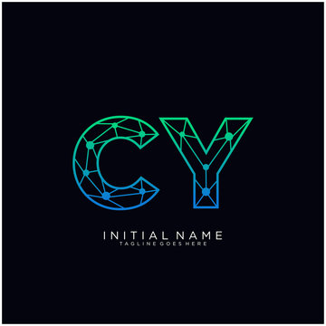 Letter CY abstract line art logo template.