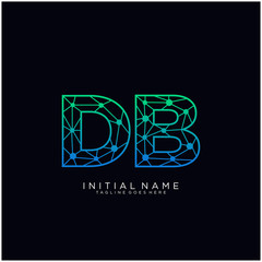 Letter DB abstract line art logo template.
