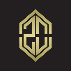 ZO Logo monogram with hexagon shape and outline slice style with gold colors