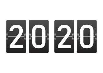 Countdown clock digits board New year 2020 all digits with flips Vector Illustration