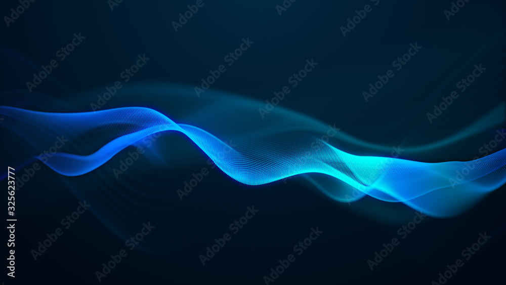 Poster beautiful abstract wave technology digital network background with blue light digital effect corpora