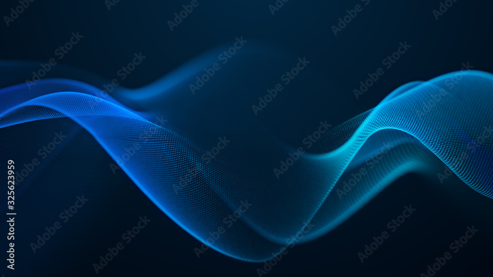 Aufkleber beautiful abstract wave technology digital network background with blue light digital effect corpora