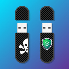 Memory Stick Safe and Virus Illustration Vector