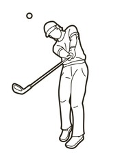 Obraz premium Golf player Golfer action cartoon sport graphic vector.