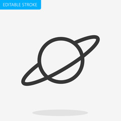 Planet Saturn Icon Vector Editable Stroke Pixel Perfect © antoniofrancois
