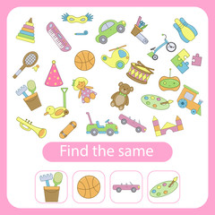 Find the same toys as the ones in the squares