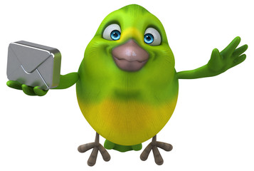 Fun green bird - 3D Illustration