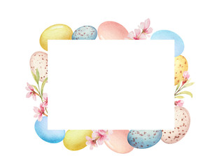 Happy Easter vector watercolor hand painted greeting card.