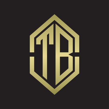 recommend clip art: TB Logo monogram with hexagon shape and outline slice style with gold colors