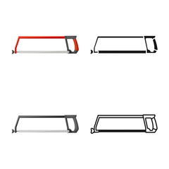 Vector design of hacksaw and instrument symbol. Graphic of hacksaw and saw vector icon for stock.
