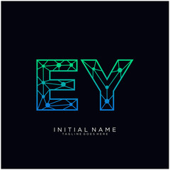 Letter EY abstract line art logo template.