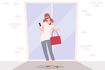 Elegant Beautiful elebrity Woman Character in Elegant Clothes Flat Vector Illustration