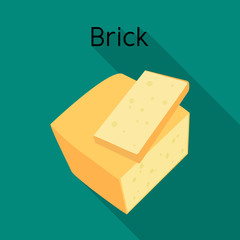 Vector illustration of cheese and brick icon. Graphic of cheese and appetizer stock symbol for web.