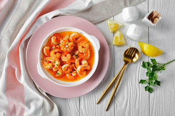Quick low carb american shrimp scampi, top view