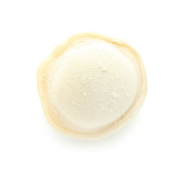 Raw fresh dumpling on white background