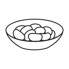 Bowl of bean vector icon.Outline vector icon isolated on white background bowl of bean.