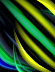 Obraz premium Silk smooth lines on black, liquid fluid color waves. Vector Illustration