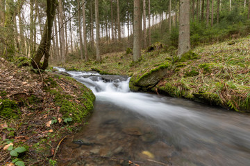 Obraz premium Bach im Wald mit Wasserfall
