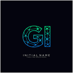 Letter GI abstract line art logo template.