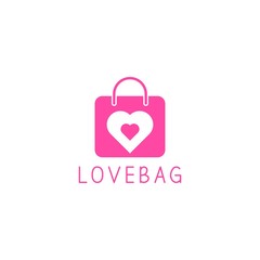 pink love and bag logo. suitcase with love logo