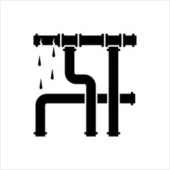 Broken Pipe Icon, Leakage In Pipe
