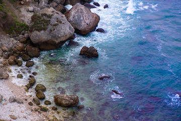 Rocks and waves on the shore