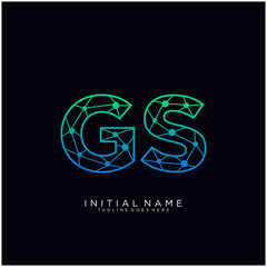 Letter GS abstract line art logo template.