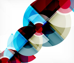 Obraz premium Abstract background, circle and triangle design round shapes overlapping. Geometric trendy template. Vector Illustration For Wallpaper, Banner, Background, Card, Book Illustration, landing page