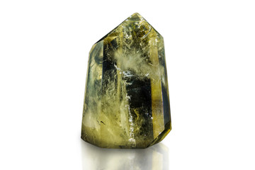 Piece of citrine on the surface of solid rock 
