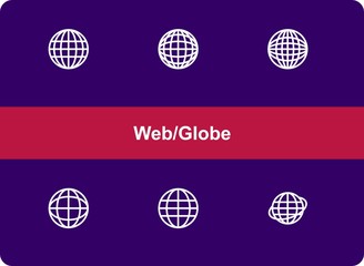 Globe icon set with outline style.Editable vector. Isolated. Web, Website, site