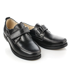 Classic leather kids shoes for boy isolated on white