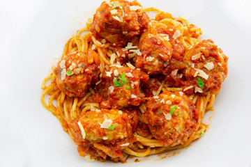 Spaghetti and Meatballs with Parmesan cheese