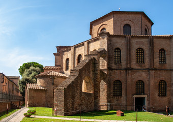 Fototapeta premium Famous Basilica di San Vitale, one of the most important examples of early Christian Byzantine art in western Europe, in Ravenna, region of Emilia-Romagna, Italy
