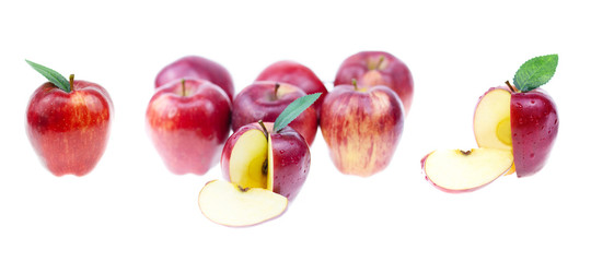 Red apples isolated on white background.