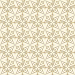Behang Achtergrondpatroon naadloze cirkel abstracte golf achtergrond streep gouden luxe kleur en lijn. Geometrische lijnvector. Luxe creëert achtergrondontwerp. © Strawberry Blossom