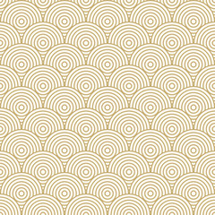 Achtergrondpatroon naadloze cirkel abstracte golf achtergrond streep gouden luxe kleur en lijn. Geometrische lijnvector. Luxe creëert achtergrondontwerp.